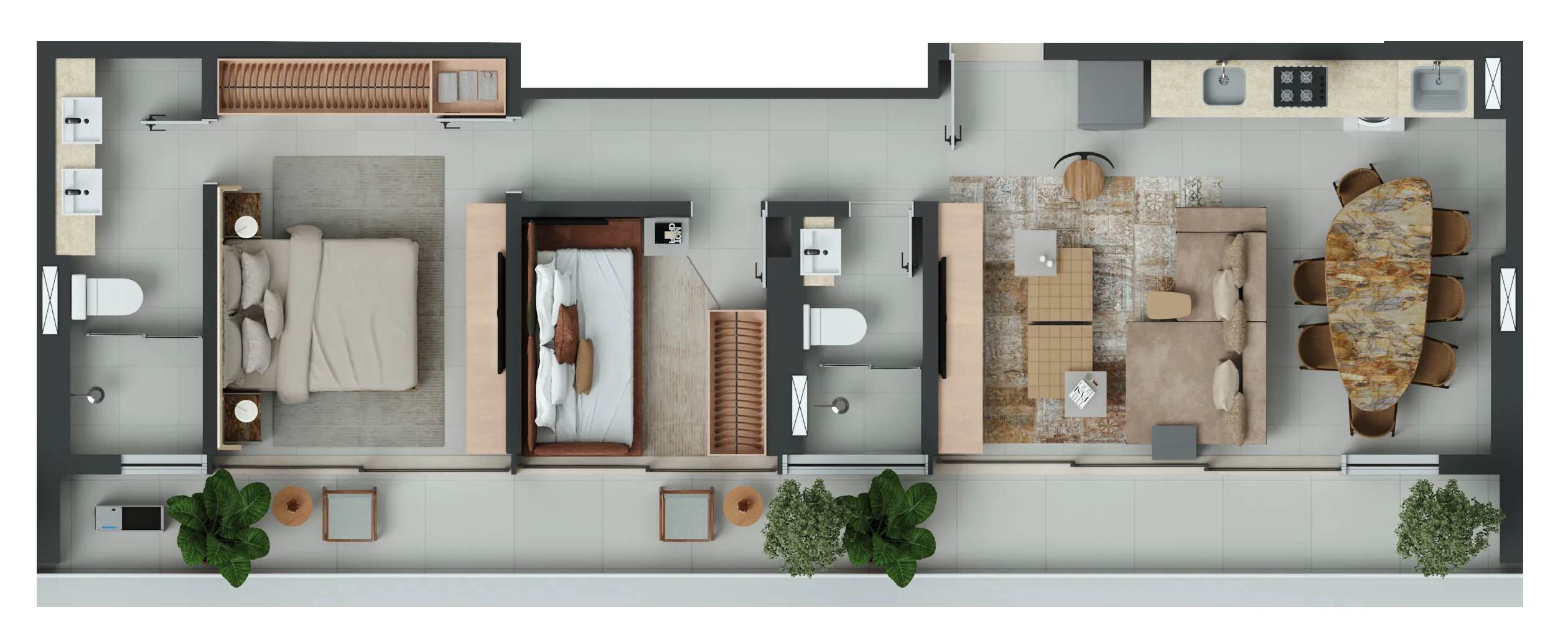 Apartamento Artse Meireles em Fortaleza - 79,08 m² - Coluna 02 - 2 Quartos
