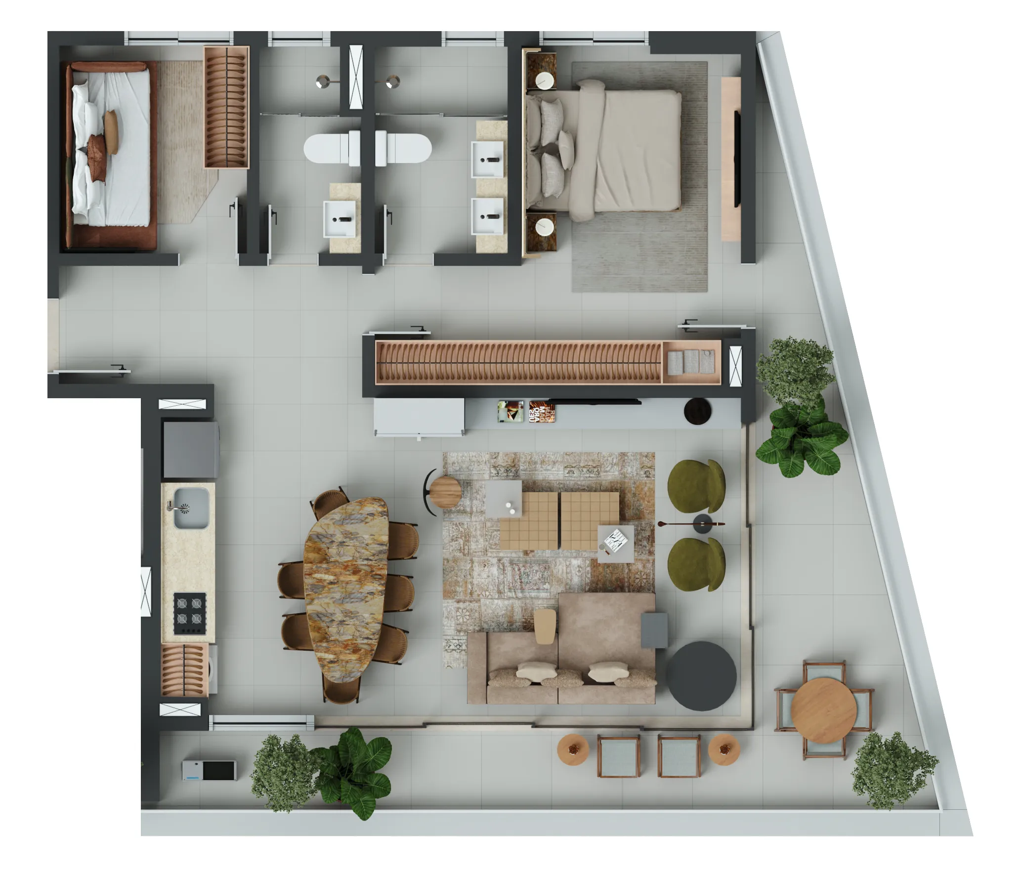 Apartamento Artse Meireles em Fortaleza - 95,50 m² - Coluna 03 - 2 Quartos
