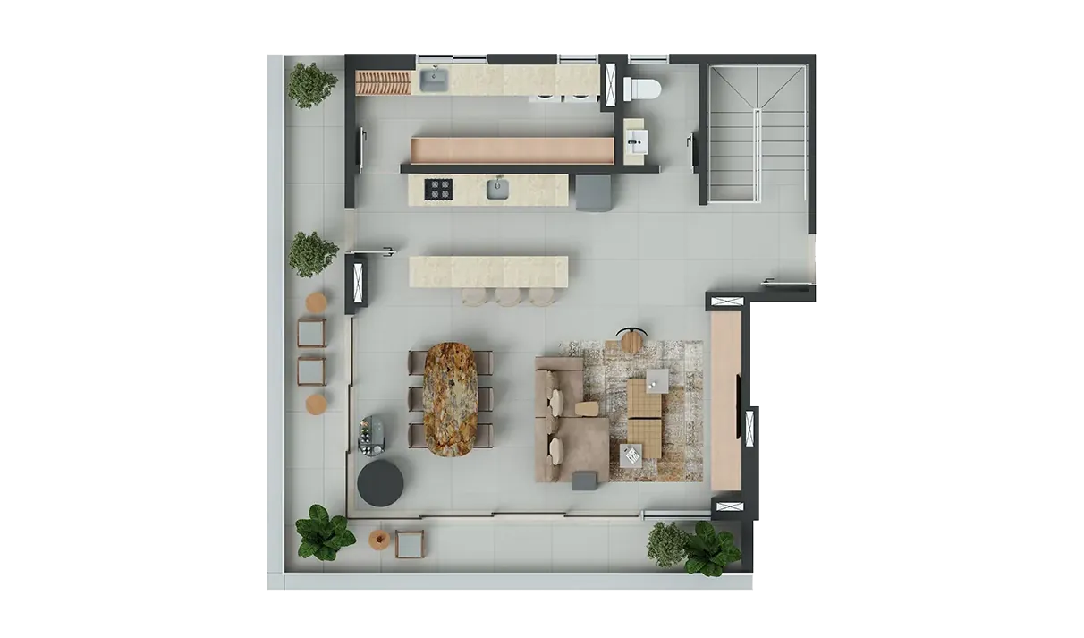 Apartamento Artse Meireles em Fortaleza - 191,15 m² - Duplex Coluna 02 - Pavimento superior
